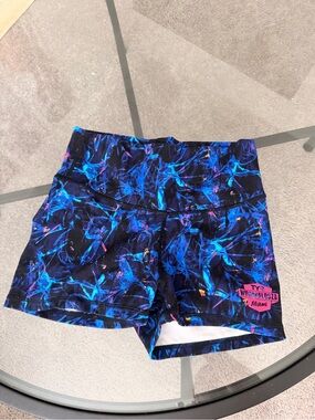 TYR Black Athletic Shorts with Electric Blue & Pink Accents